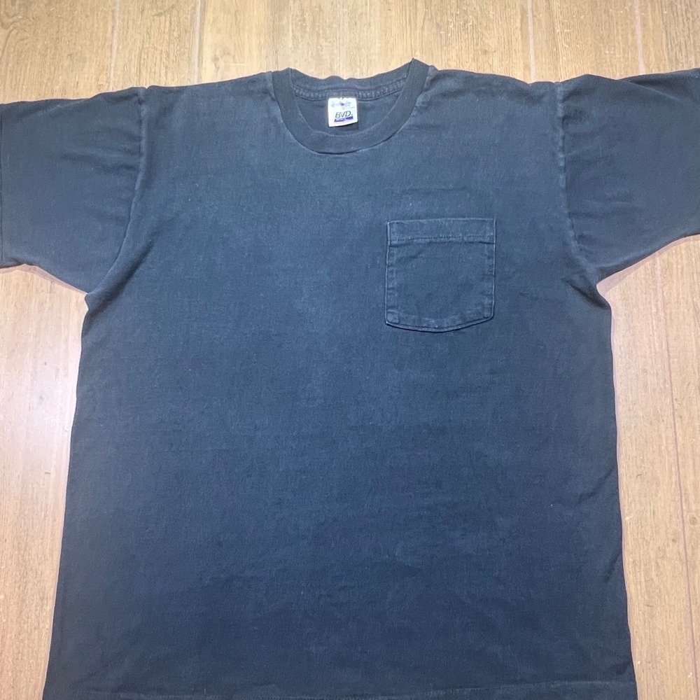 BVD vintage premium Pocket T-Shirt Mens XL Black Single Stitch Made in USA - Picture 12 of 14